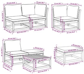 7 pcs conjunto lounge jardim c/almofadões madeira maciça acácia