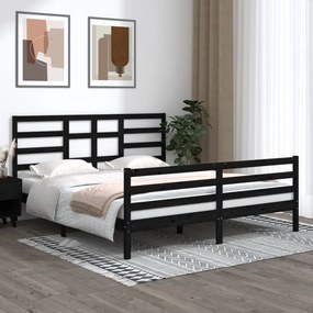 Estrutura de cama super king 180x200 cm madeira maciça preto