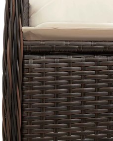 7 pcs conjunto bistrô de jardim c/ almofadões vime PE castanho