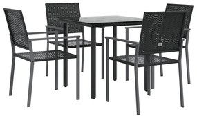 5 pcs conjunto de jantar p/ jardim vime PE e aço