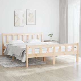 vidaXL Estrutura de cama king 150x200 cm madeira maciça