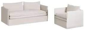 Conjunto De Sala De Estar Com Sofá De 3 Lugares E Poltrona Em Linho E Algodão Grace Tecido Beige - Sklum