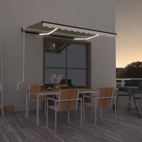 vidaXL Toldo automático com LED e sensor de vento 350x250 cm cor creme