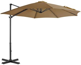 Guarda-sol de jardim com base portátil cinzento-acastanhado