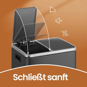 Caixote do lixo com 2 compartimentos 41 x 31,5 x 47 cm preto