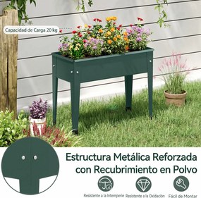 Floreira Elevada, 60 x 27 x 45 cm, Estrutura Metálica, Verde