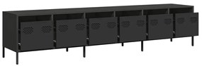 Móvel de TV 202x39x43,5 cm aço laminado a frio preto