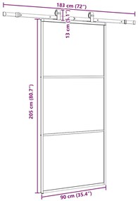 Porta deslizante c/ conj. ferragens 90x205cm vidro ESG preto