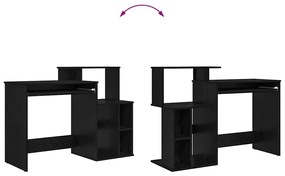 Mesa com Armazenamento Carvalho Preto 120,5x44x88,5 cm Madeira de Enge