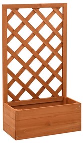 Vaso com treliça para jardim 50x25x90 cm abeto maciço laranja