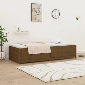 Sofá-cama de solteiro 90x190 cm pinho maciço castanho mel