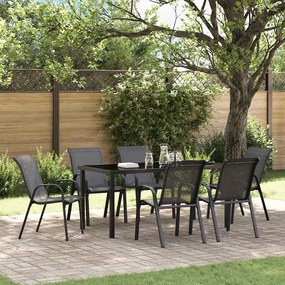 vidaXL Cadeiras de jardim empilháveis 6 pcs textilene preto