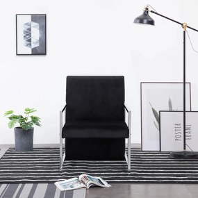 vidaXL Poltrona com pés cromados veludo preto