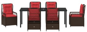 Conjunto de Jantar de Jardim de 7 Peças Rattan Poliéster Castanho