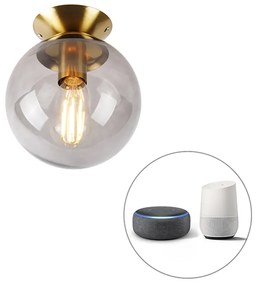 LED Candeeiro de teto inteligente latão com vidro fumê incl. Wifi ST64 - Pallon Art Deco