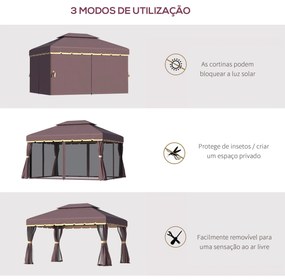 Outsunny Pérgola de Jardim 4x3m Pérgola de Alumínio com Teto de Ventil