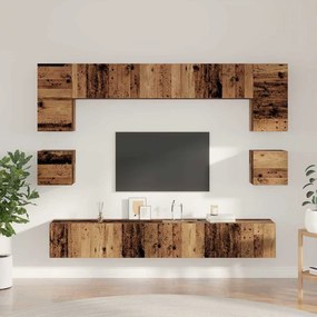 Conjunto de móvel de TV 8 pcs Madeira antiga 100 x 30 x 30 cm