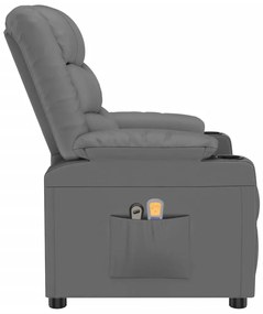 Poltrona de massagens elétrica couro artificial cinzento