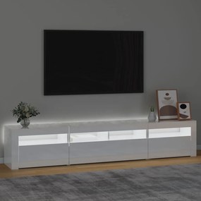 Móvel de TV com luzes LED 210x35x40 cm branco brilhante