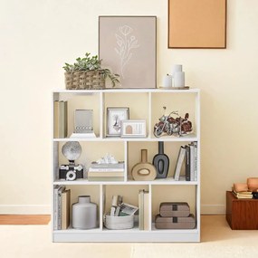 Estante para livros com 8 compartimentos, 97,5 x 100 x 30 cm (L x A x P) branca