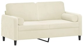 Sofá 2 lugares c/ almofadas decorativas 140 cm veludo creme