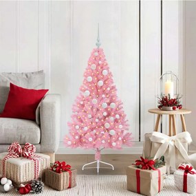 vidaXL Árvore de Natal Artificial Pré-iluminada Rosa 120 cm PVC