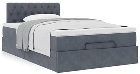 Cama otomana com colchão 120x190 cm veludo cinzento-escuro