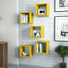 Prateleira de Parede Box – Amarela – 30x24x30 cm (5 Peças)
