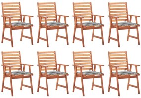 Cadeiras de jantar p/ jardim 8 pcs c/ almofadões acácia maciça