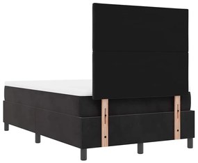 Cama box spring com colchão e banco preto 120x200 cm veludo