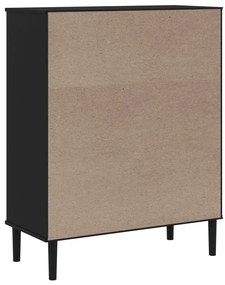 Móvel alto SENJA aspeto vime 90x40x112 cm pinho maciço preto