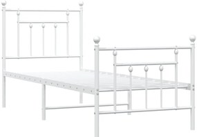Estrutura de cama com cabeceira e pés 75x190 cm metal branco