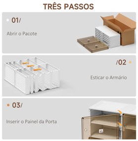 HOMCOM Móvel Sapateiro Dobrável Organizador de Sapatos com 3 Portas Magnéticas 3 Prateleiras para 6 Pares de Sapatos para Entrada Corredor Dormitório 27x34x99cm Branco e Marrom