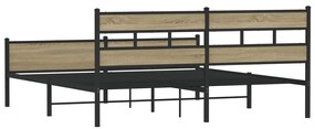 Estrutura de cama sem colchão 200x200cm metal carvalho sonoma