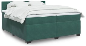 vidaXL Cama com molas/colchão 200x200 cm veludo verde-escuro