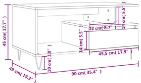 Mesa de centro 90x49x45 cm derivados de madeira branco