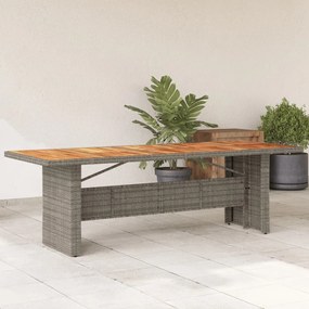 vidaXL Mesa de jardim com tampo de madeira de acácia vime PE cinzento