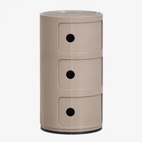 Pack De 2 Mesas De Cabeceira Ø30 Cm Com Prateleiras Babel Moka Brown & 3 Gavetas - Sklum