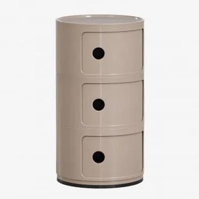 Pack De 2 Mesas De Cabeceira Redondas Ø30 Cm Com Prateleiras Babel Moka Brown & 3 Gavetas - Sklum