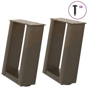 vidaXL Pés para mesa de centro em formato de U, 2 peças, aço natural, 30x(30-31) cm, aço