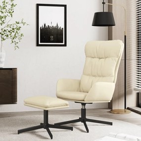 3097606 vidaXL Cadeira de descanso c/ apoio de pés couro artificial cor creme