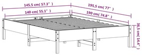 Cama sem colchão 140x190 cm pinho maciço castanho-mel