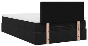 Cama otomana com colchão 120x190 cm veludo preto