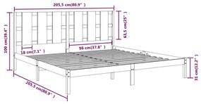 Estrutura de cama 200x200 cm pinho maciço branco