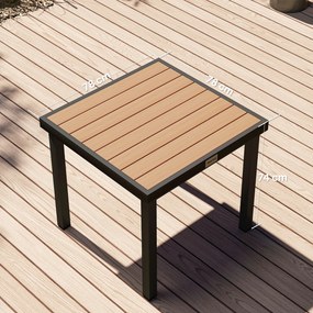 Mesa de Jantar de Jardim, 78 x 78 x 74 cm (CADEIRAS NÃO INCLUIDAS), Estrutura de Alumínio, Cor Madeira Natural