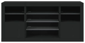 Aparador com luzes LED 142,5x37x67 cm preto