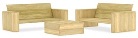 vidaXL 3 pcs conjunto móveis jardim madeira de pinho impregnada