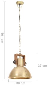 Candeeiro suspenso industrial redondo 25 W 30 cm E27 bronze