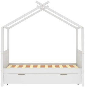Estrutura cama criança c/ gaveta 80x160 cm pinho maciço branco