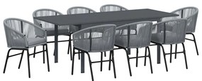 Conjunto de Jantar de Jardim Manual 9 pcs Cinzeto Largo